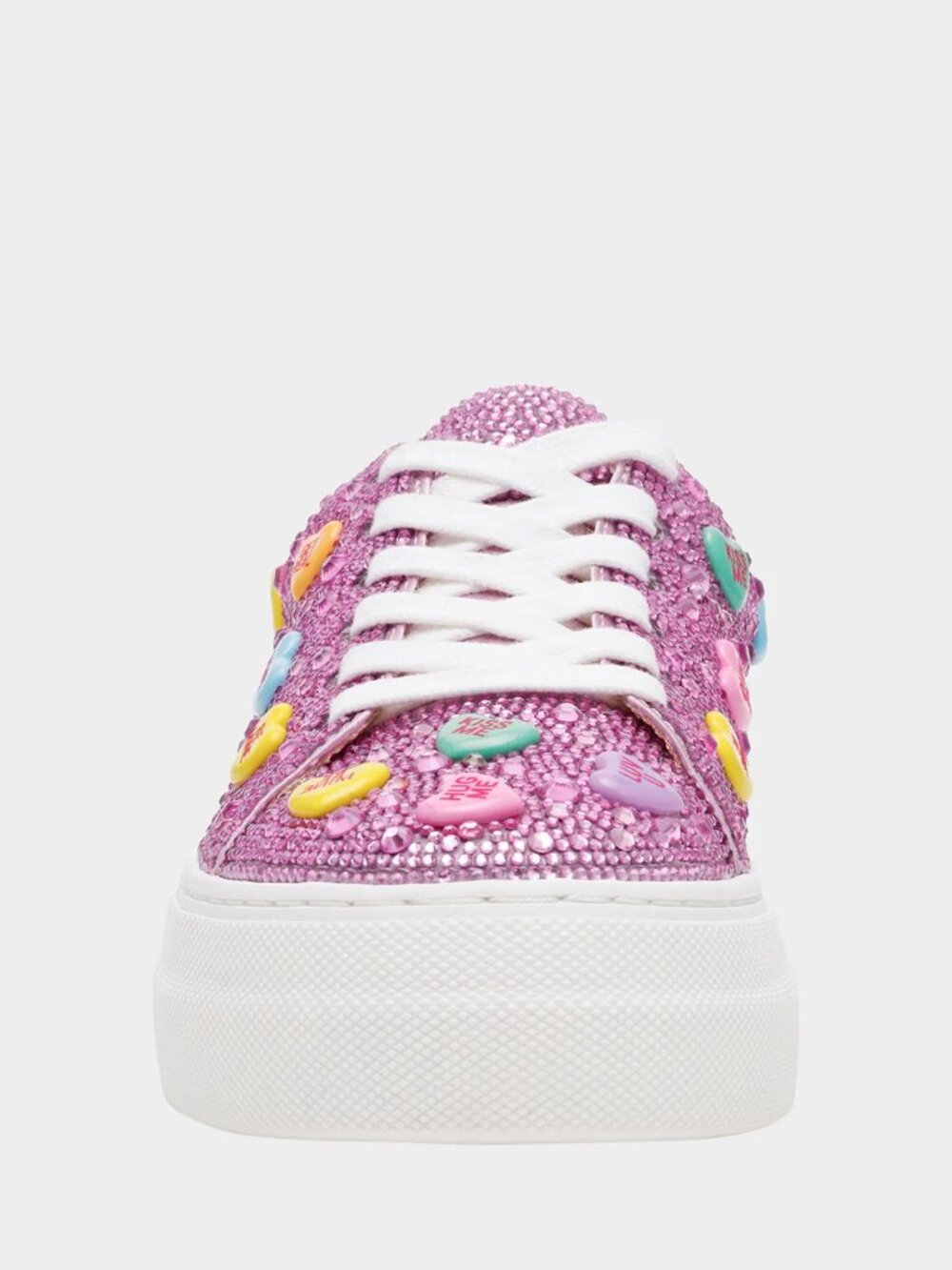 Betsey Johnson $109 Sidny Pink Multi Conversations Hearts Sz 8 NIB! - Picture 8 of 9